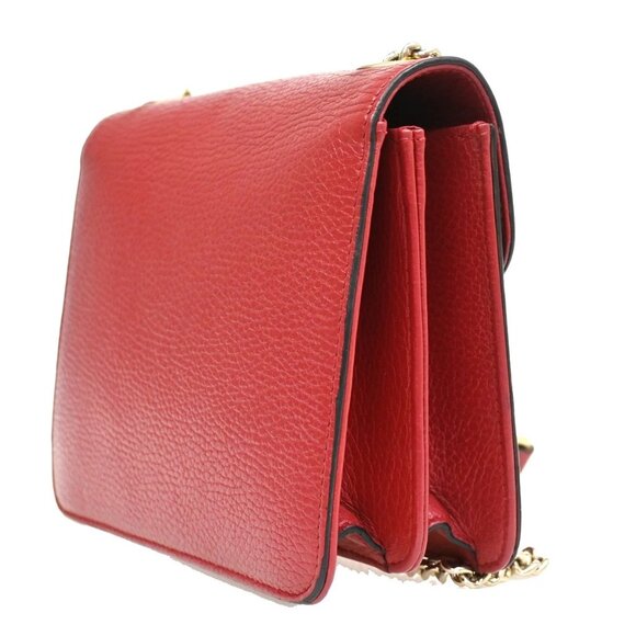 GUCCI Logo Interlocking G Chain Shoulder Bag Leather Red GHW Italy 58KA971 - Picture 4 of 16